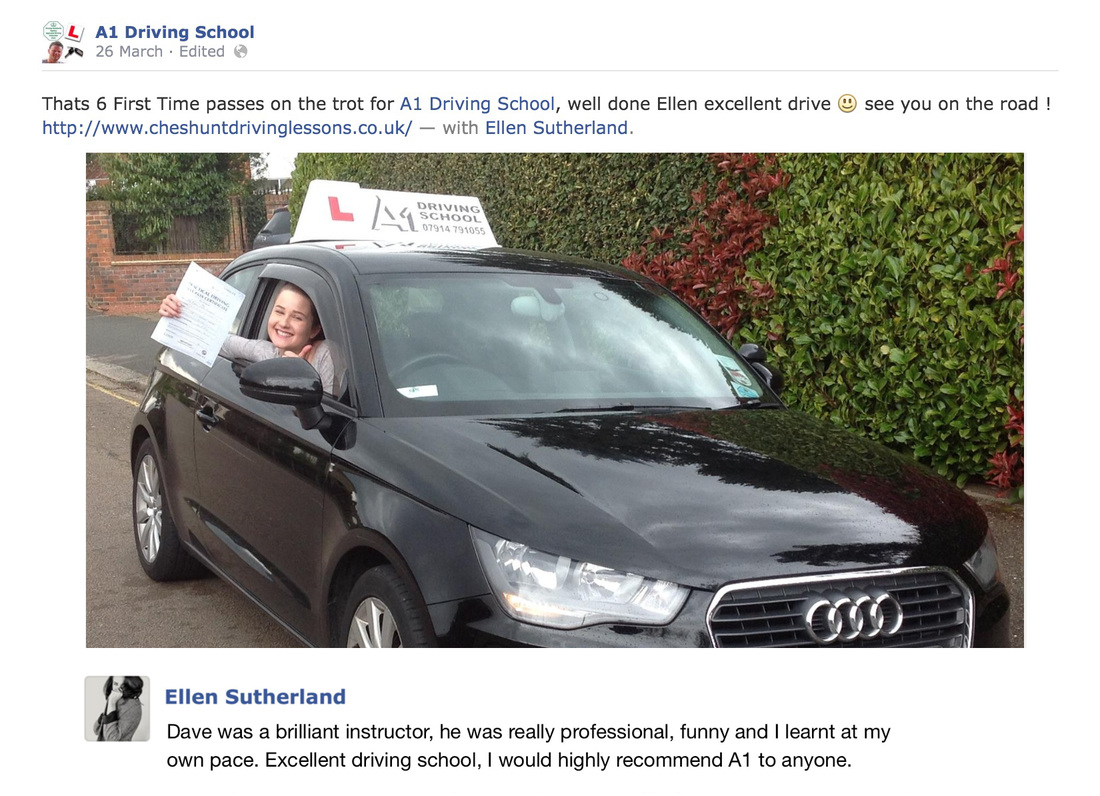 Ellen's first time pass with driving lessons cheshunt review picture